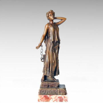 Femme Bronze Sculpture Menottes Lady Decor En Laiton Statue TPE-257